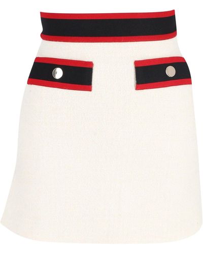 Maje Josine Band-detail Tweed Mini Skirt - White