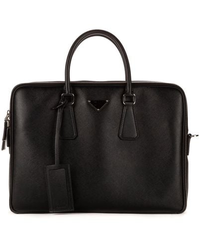 Prada Saffiano Briefcase - Black