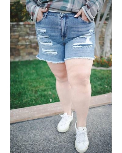 Judy Blue All Patched Up Shorts - Blue