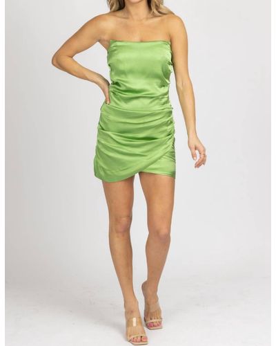 emory park Satin Strapless Ruched Mini Dress - Green