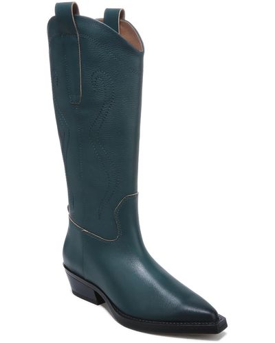 Franco Sarto Liandra Leather Pointed Toe Cowboy, Western Boots - Blue