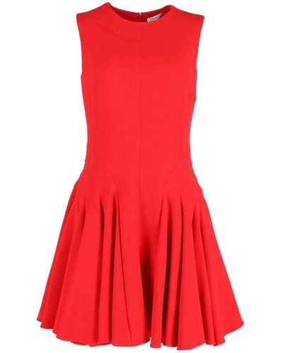 Dior Dior Sleeveless Flared Mini Dress In Red Wool