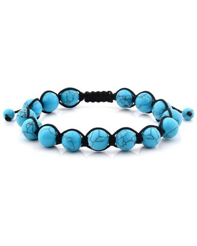 Crucible Jewelry Crucible Los Angeles Turquoise Natural Stone Polished Bead Adjustable Bracelet - Blue