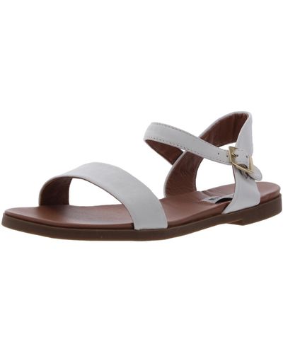 Steve Madden Dina Leather Ankle Flat Sandals - Brown