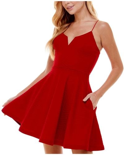 City Studios Juniors Knit Lace-up Fit & Flare Dress - Red