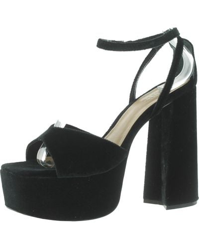 SCHUTZ SHOES Aryia Velvet Square Toe Platform Sandals - Black
