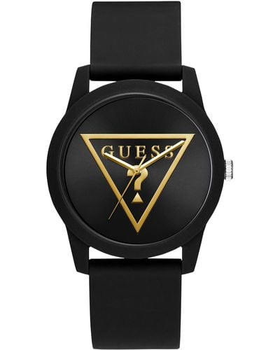 Guess Factory Gold-tone And Silicone Analog Watch - Black