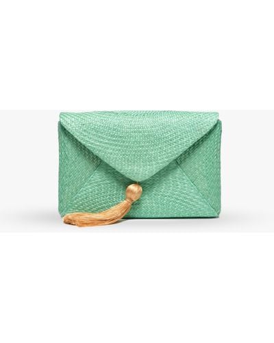 Kayu Cassia Straw Clutch Bag - Green