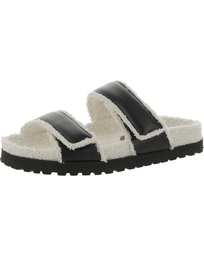 GIA X PERNILLE Perni 11 Leather Faux Fur Lined Slide Sandals - Gray