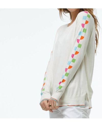 Zaket & Plover Pattern Sleeve Sweater In White