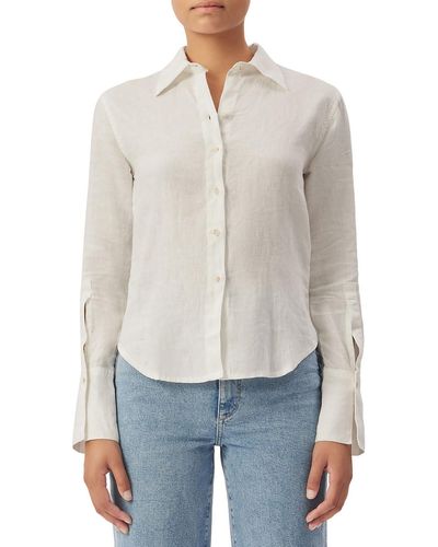 DL1961 Linen Collared Button-down Top - White