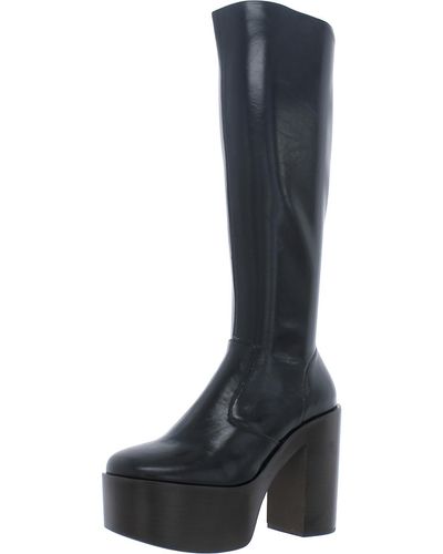 Jeffrey Campbell Chica Leather Bock Heel Knee-high Boots - Black