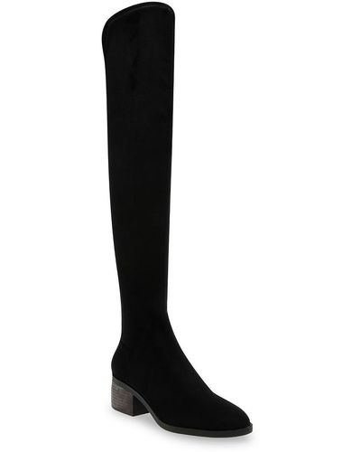 Anne Klein Ainsley Faux Suede Narrow Shaft Over-the-knee Boots - Black