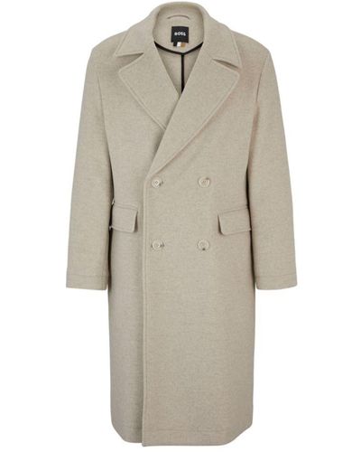 BOSS All-gender Relaxed-fit Coat - Natural