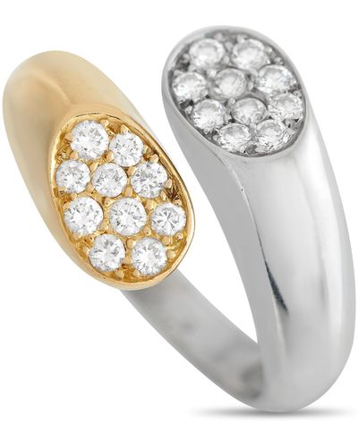 Chaumet 18k Yellow And Gold 0.30ct Diamond Split Bypass Ring Ch06-120523 - Metallic