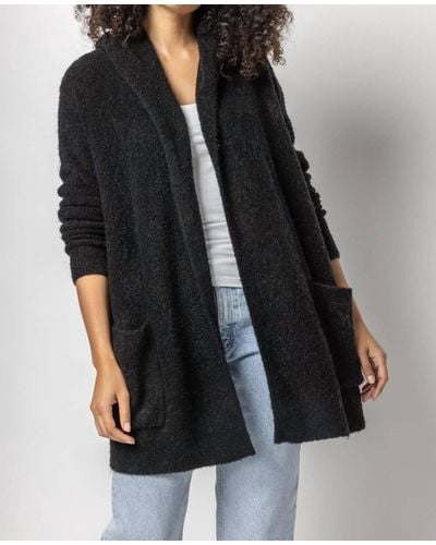 Lilla P Hooded Duster Sweater - Black