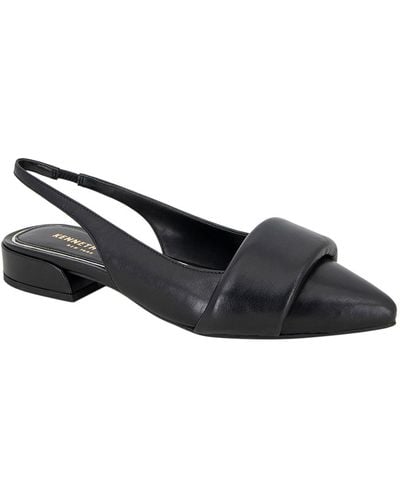 Kenneth Cole Callen Leather Pointed Toe Slingback Sandals - Black