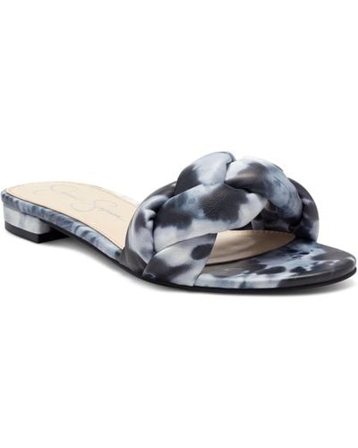 Jessica Simpson Ammiye Animal Print Slip On Slide Sandals - Blue