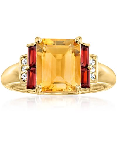Ross-Simons Citrine And . Garnet Ring With Diamond Accents - Yellow