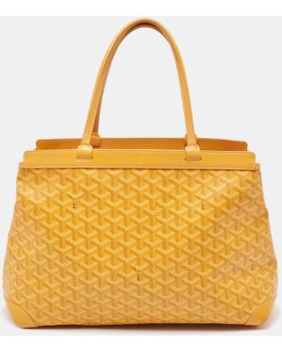 Goyard Ine Coated Canvas And Leather Bellechasse Pm Tote - Yellow