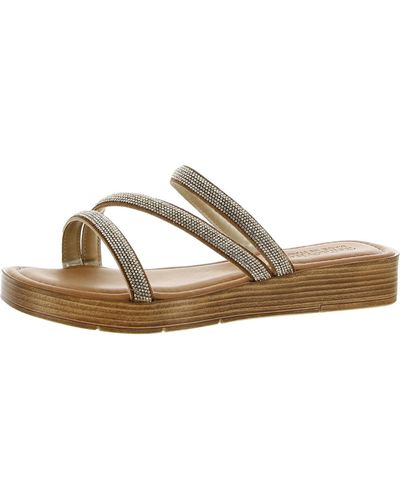 Bella Vita Ona-italy Rhinestone Slip On Wedge Sandals - Metallic