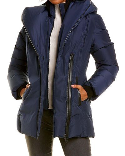 Mackage Adali Leather-trim Down Coat - Blue