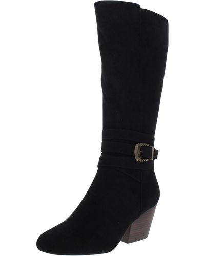 Bella Vita Cicely Faux Suede Block Heel Knee-high Boots - Black