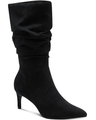 Alfani Lissa Fax Suede Slouchy Booties - Black