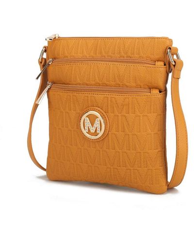 MKF Collection by Mia K Lennit Embossed M Signature Crossbody Bag - Orange