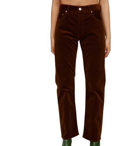 Moussy Slater Corduroy Straight Pant - Brown