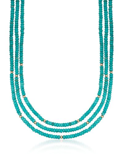 Ross-Simons Turquoise Bead 3-strand Necklace - Blue