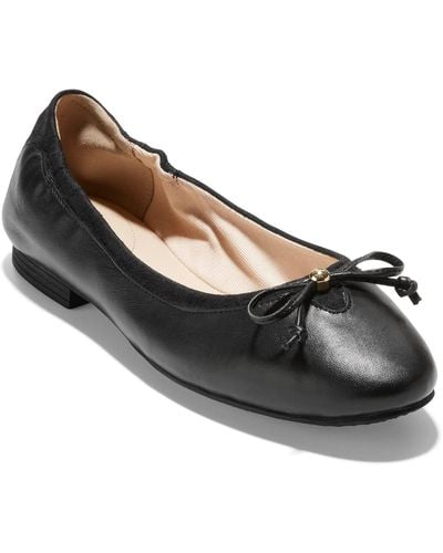 Cole Haan Kiera Leather Bow Ballet Flats - Black