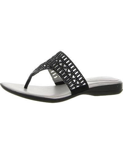 Karen Scott Soniya Embellished Flip Flop Wedge Sandals - Black