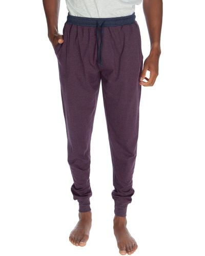 Unsimply Stitched Contrasted Waistband Cuffed Jogger - Purple