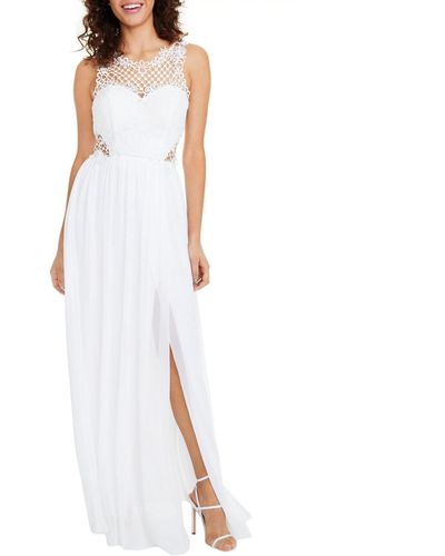 City Studios Juniors Lace Embellished Evening Dress - White