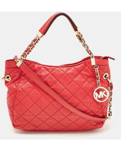 MICHAEL Michael Kors Quilted Leather Charm Hobo - Red
