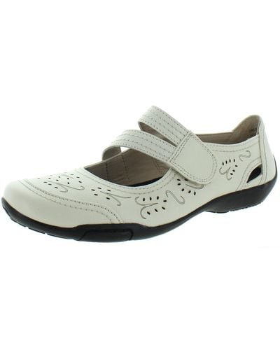 Ros Hommerson Chelsea Leather Laser Cut Mary Janes - Gray