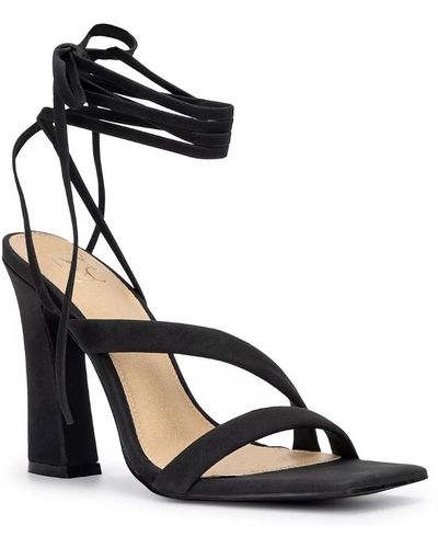New York & Company Strappy Square Toe Heels - Black