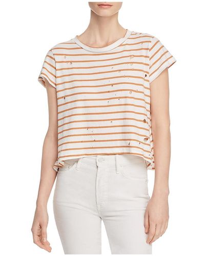LNA Distressed Striped T-shirt - White