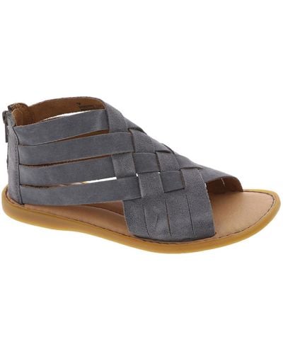 Born Iwa Woven Suede Flat Strappy Sandals - Gray