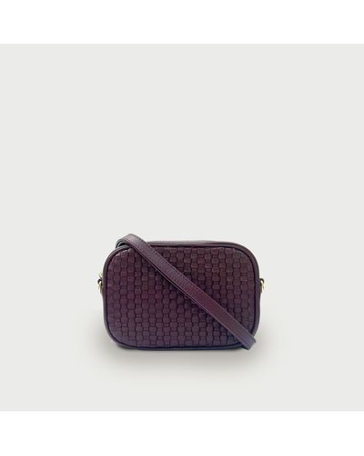 Apatchy London The Penelope Gold Woven Leather Camera Bag - Purple