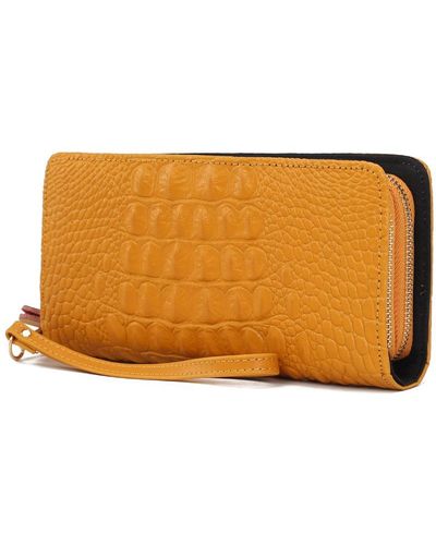 MKF Collection by Mia K Eve Genuine Leather Crocodile-embossed Wristlet Wallet By Mia K. - Orange