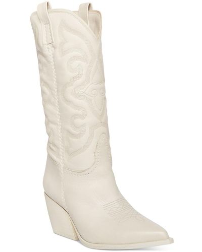 Steve Madden West Embroidered Pointed Toe Cowboy - White