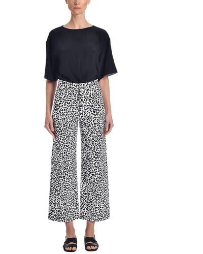 Adam Lippes Alessia Pant In Printed Cotton Twill - Blue