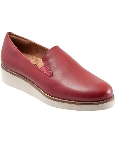 Softwalk Whistle Pebbled Slip On Flatform Shoes - Red