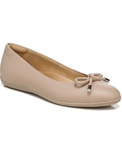 Naturalizer Vivienne Bow Faux Leather Arch Support Ballet Flats - Natural
