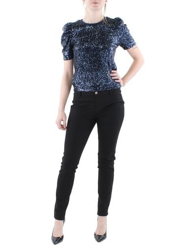 Generation Love Aleah Sequined Puff Sleeve Blouse - Blue