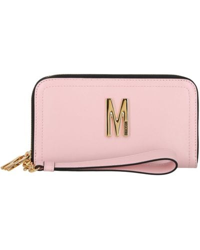 Moschino M Logo Leather Wallet - Pink