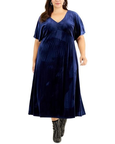 Taylor Plus Velvet Long Maxi Dress - Blue