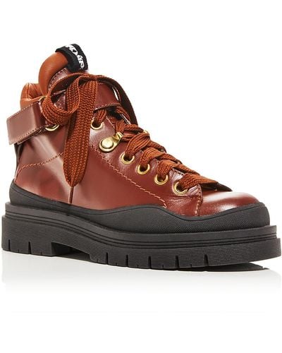 See By Chloé Jolya Leather Outdoor Hiking Boots - Brown